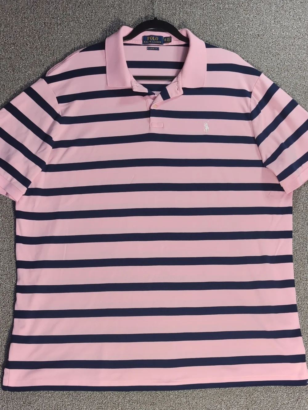 Polo Ralph Lauren Classic Fit Cotton Polo Size XXL Pink/Blue Striped White Pony
